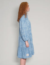 'Peace' Laser Printed Light Blue Dress