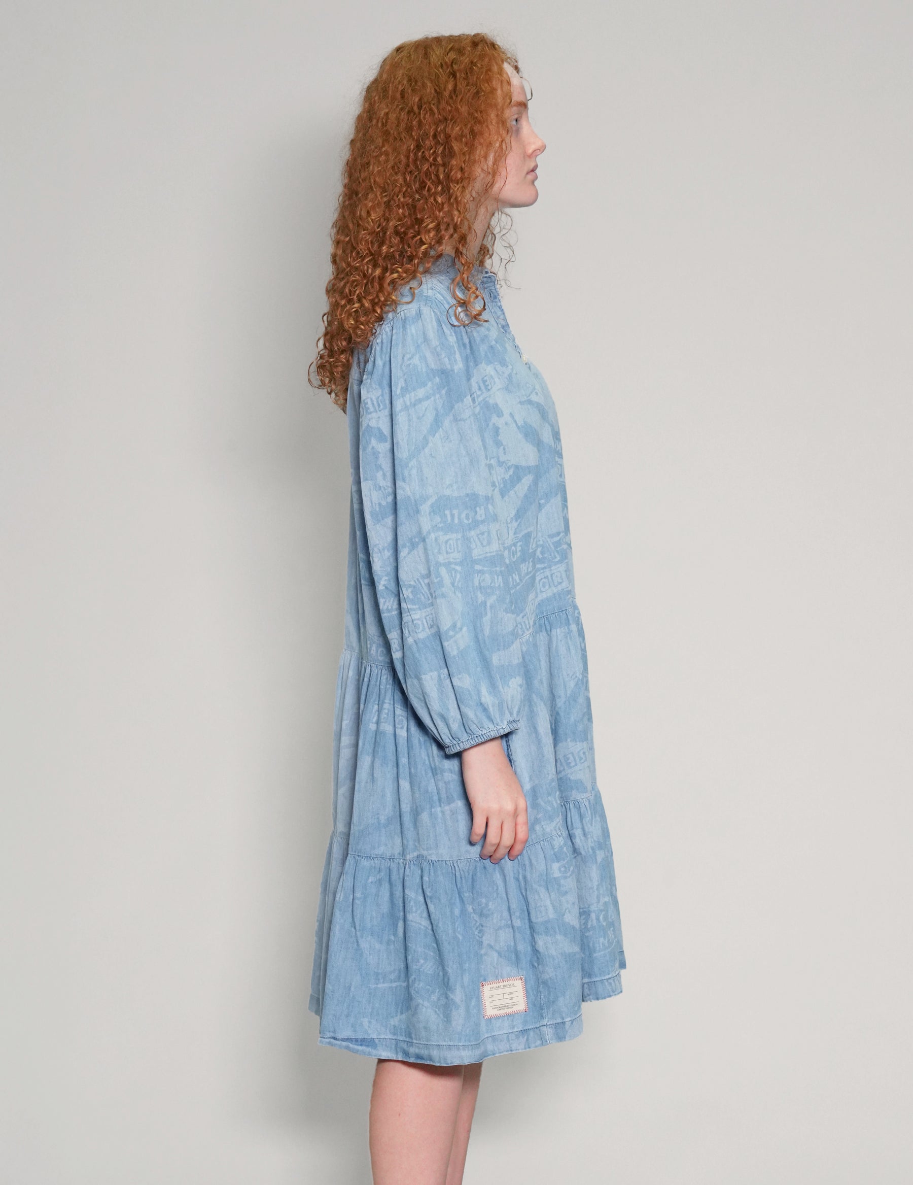 'Peace' Laser Printed Light Blue Dress