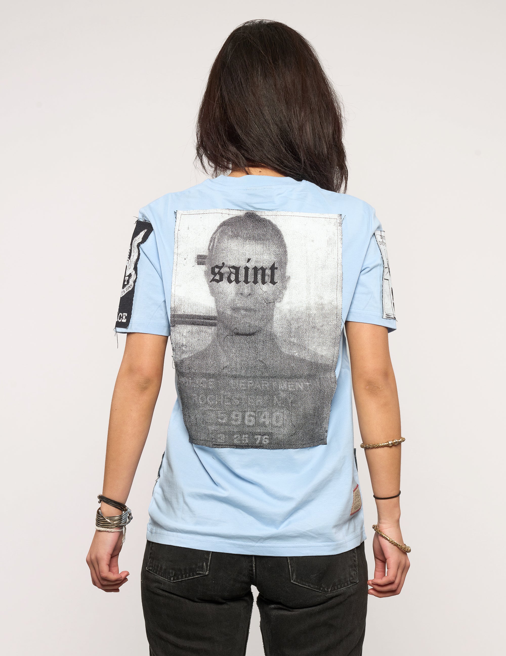 'Saint' Multipatch T-Shirt in Blue
