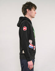 Limited Edition Patched Zip Hoodie in Black