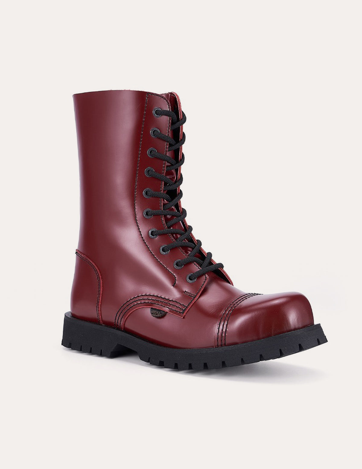 Underground Commando Stahlkappenstiefel aus kirschrotem Leder