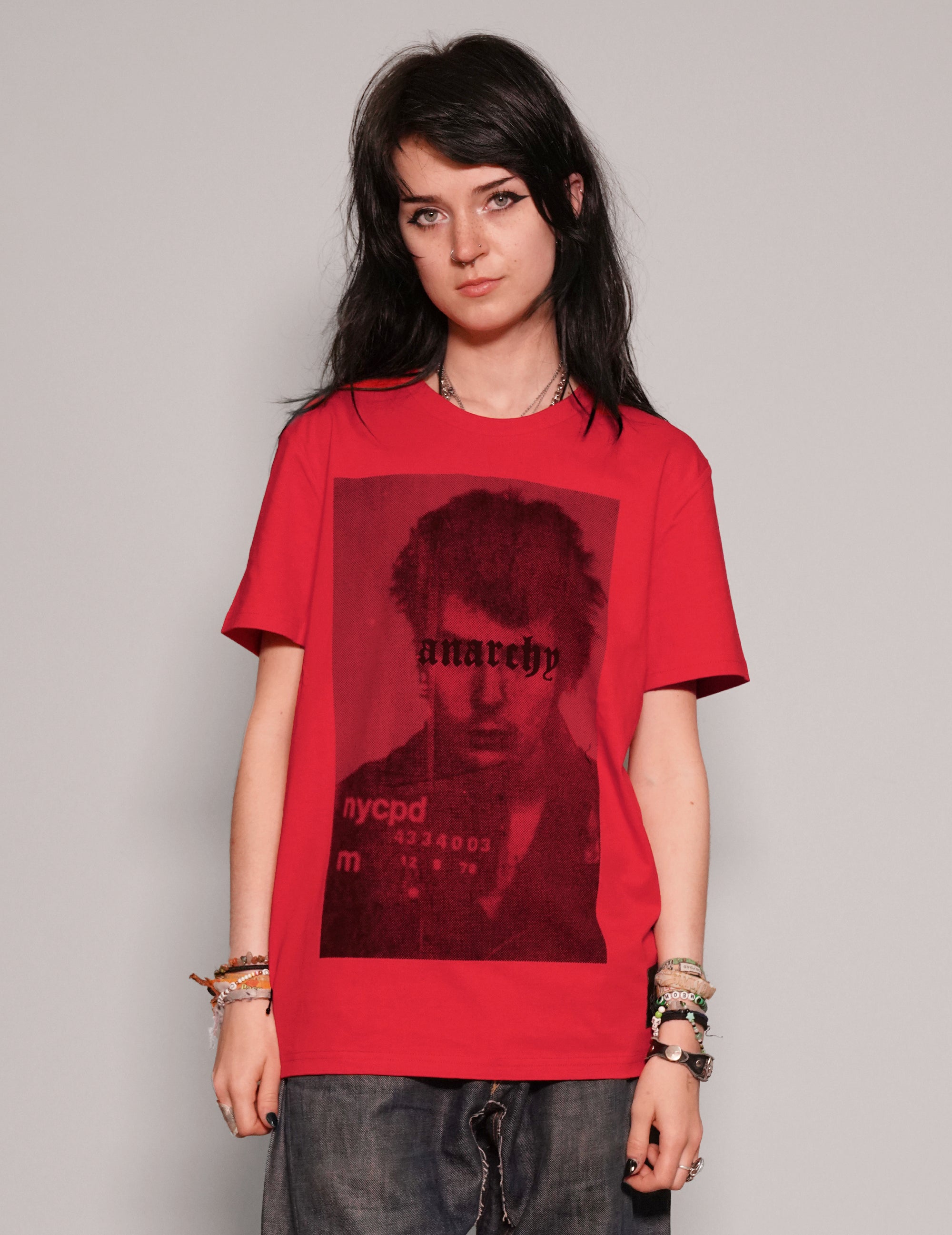 Women's Graphic T-Shirt with Sid Vicious Print in Red | Stuart Trevor