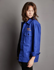 Cotton Workshirt with ST Embroidered in Electric Blue