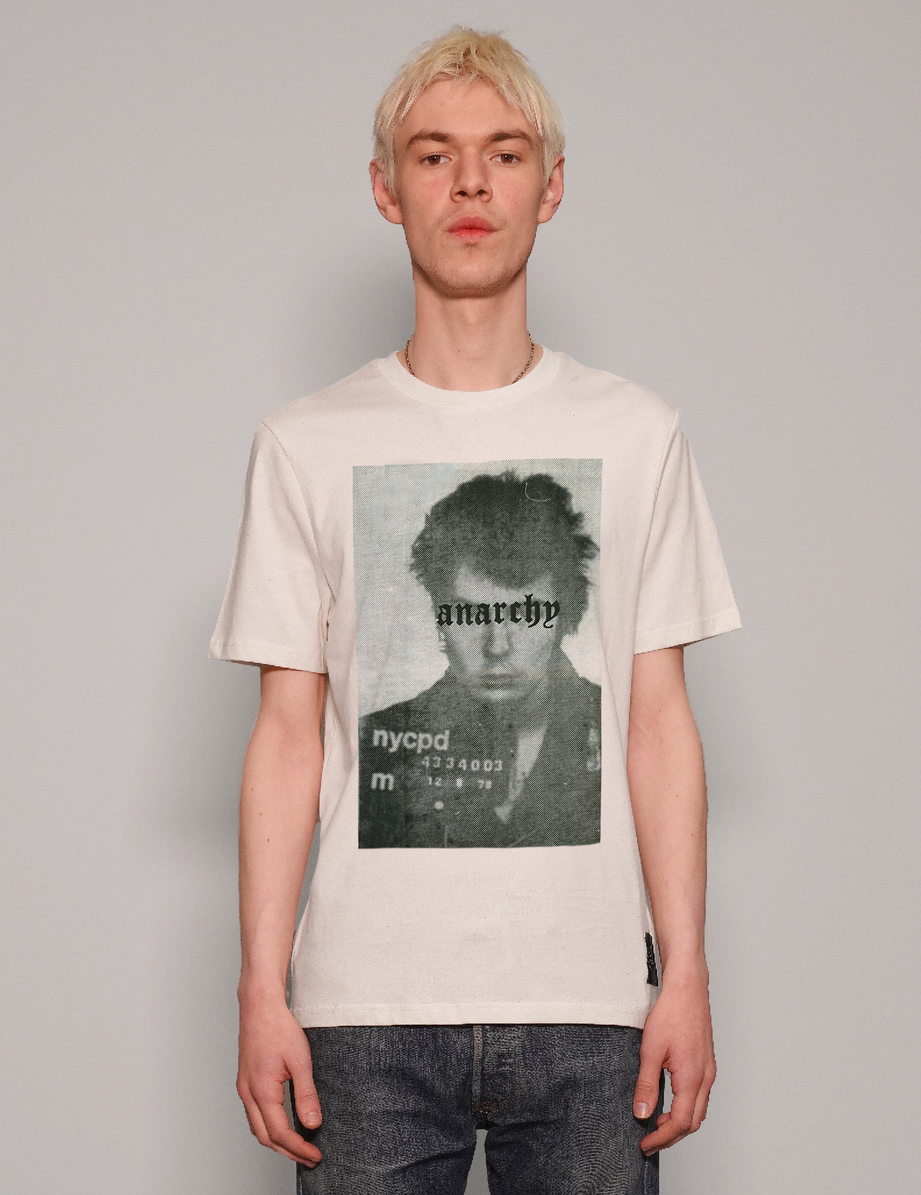 Men's Graphic T-Shirt with Sid Vicious Print in White | Stuart Trevor