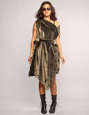 The Pirate Dress – Antique Bronze Cotton Velvet