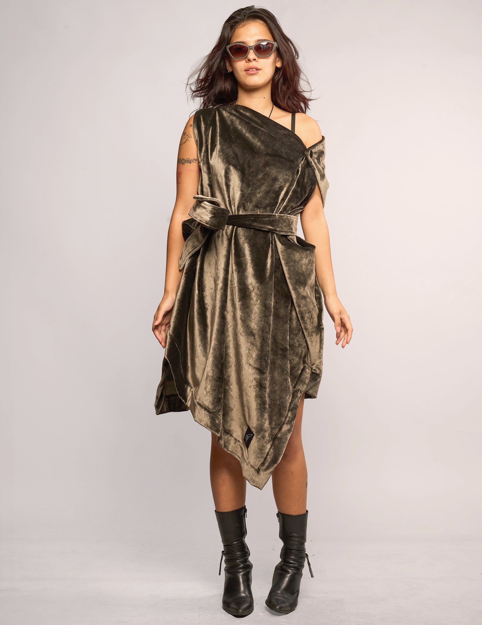The Pirate Dress – Antique Bronze Cotton Velvet