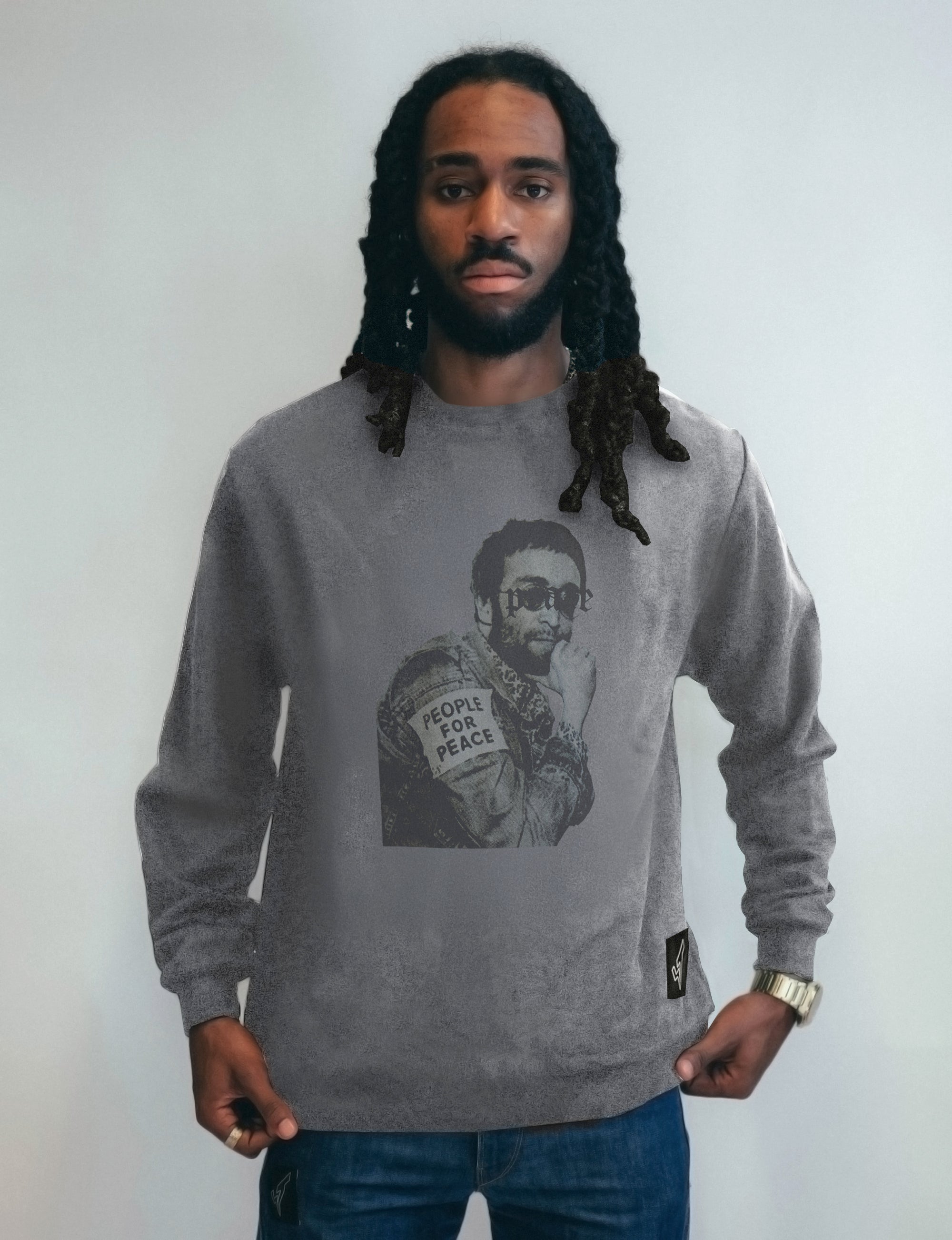 John Lennon "People for Peace" Sweatshirt in Grey