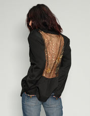 Party Back Blazer - Gold Sequin - Black