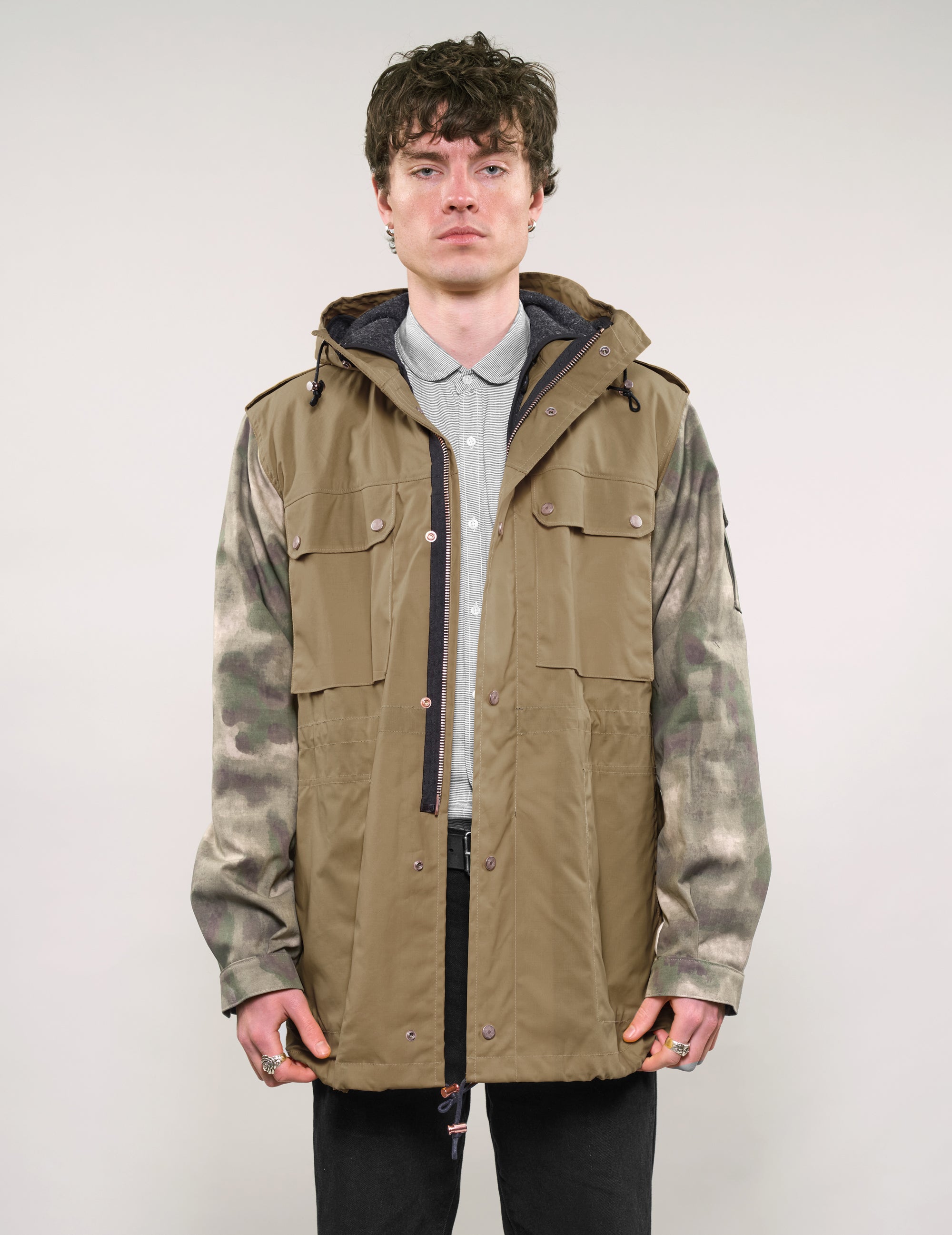 IMMORTAL Hooded Desert Parka in Khaki & Camo