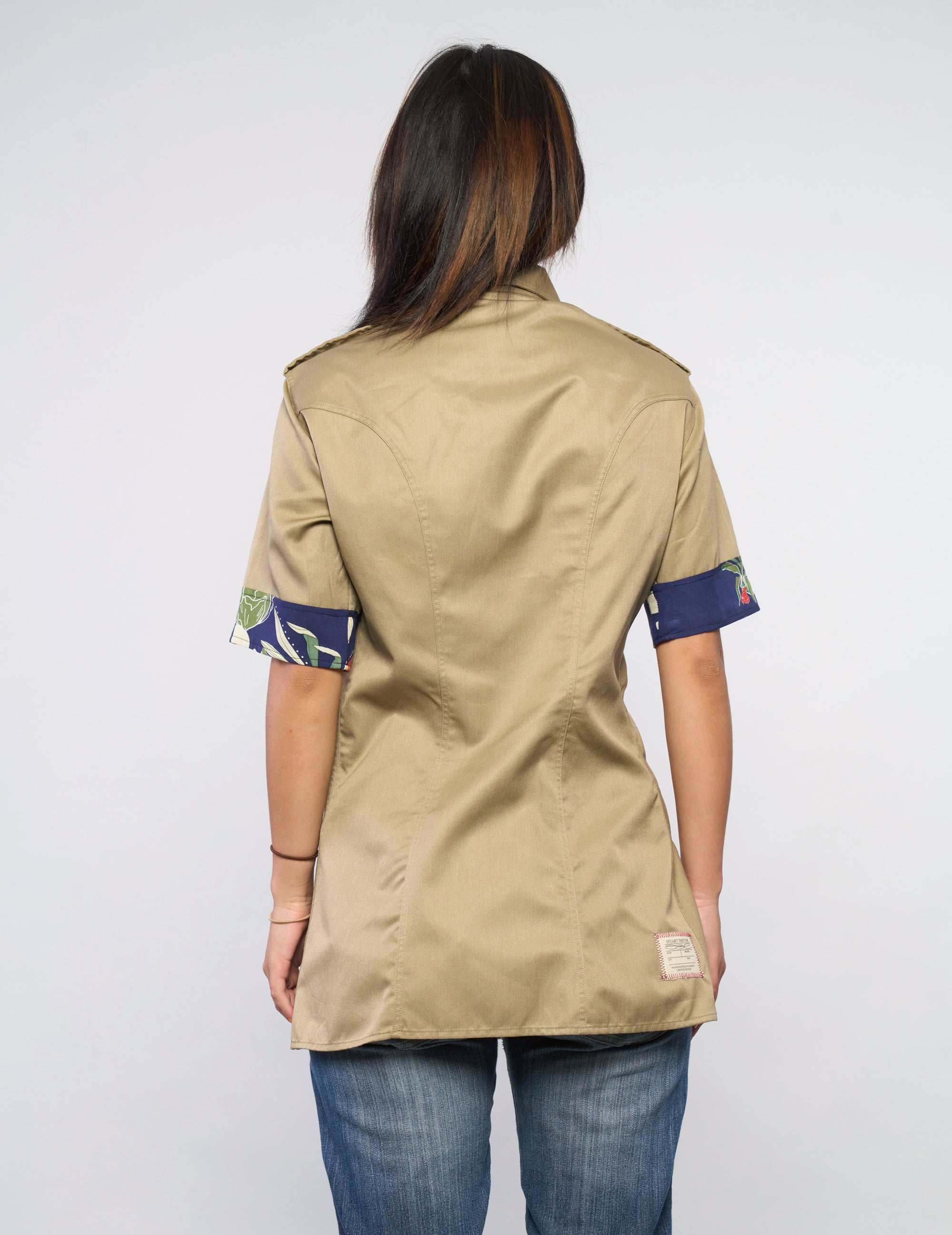 Tropical Patch Military Shirt in Khaki