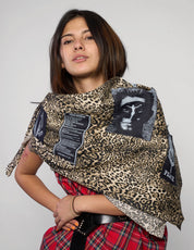The Riot Patched Scarf in Leopard Print