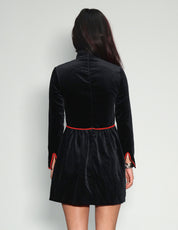 Vintage Military-Style Velvet Dress