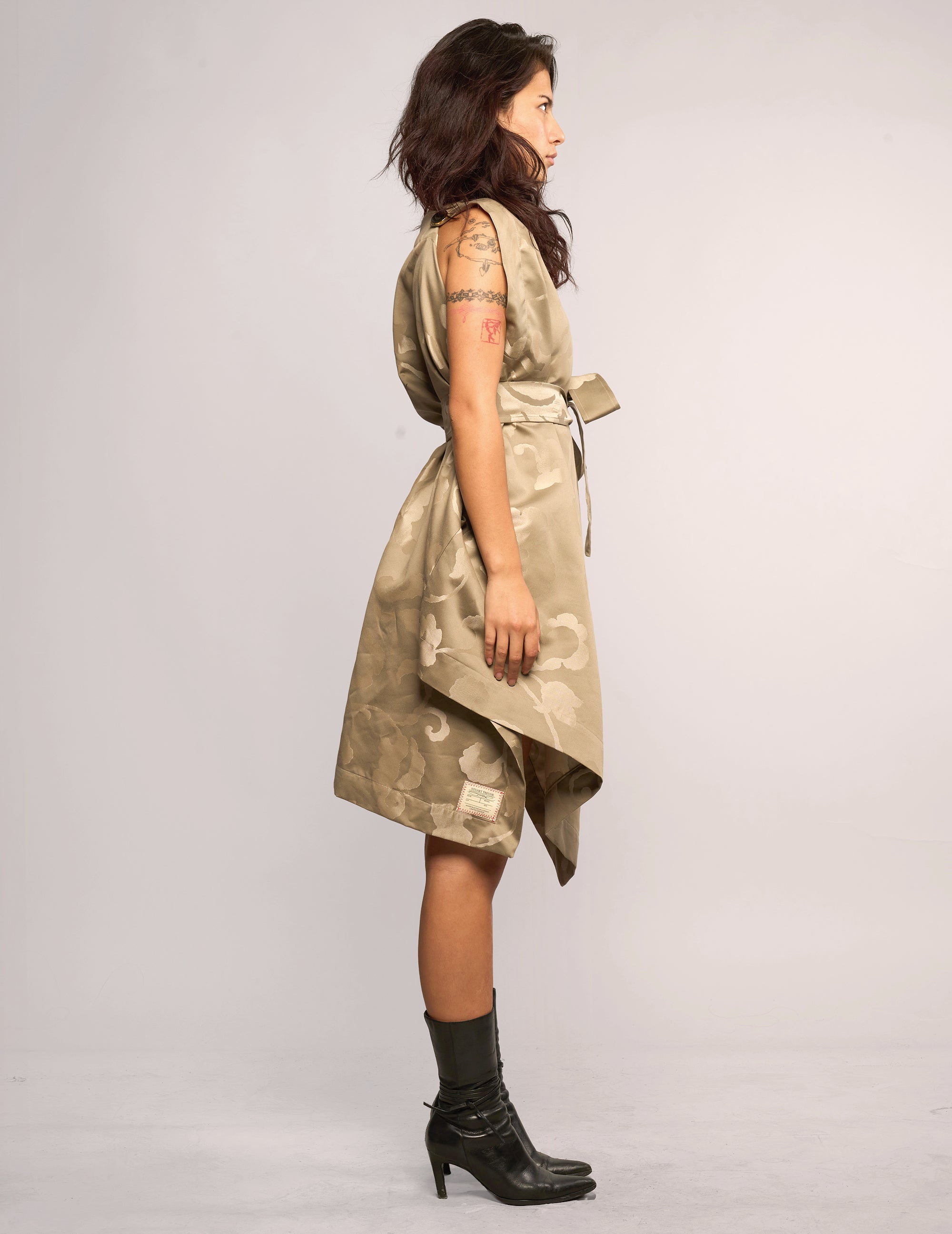 The Pirate Dress – Stone Baroque Jacquard Rayon Taffeta