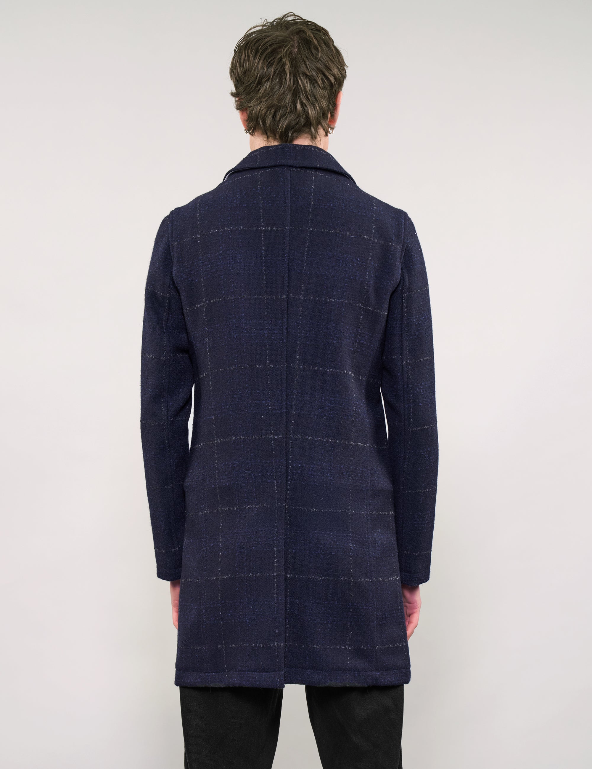 IMMORTAL Silverstone Frock Coat - Bouclé Windowpane Navy Check