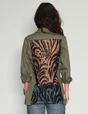 Chemise Party Back - Paillettes noires - Kaki