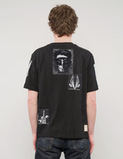 Underground Patched Post Punk T-Shirt in Black