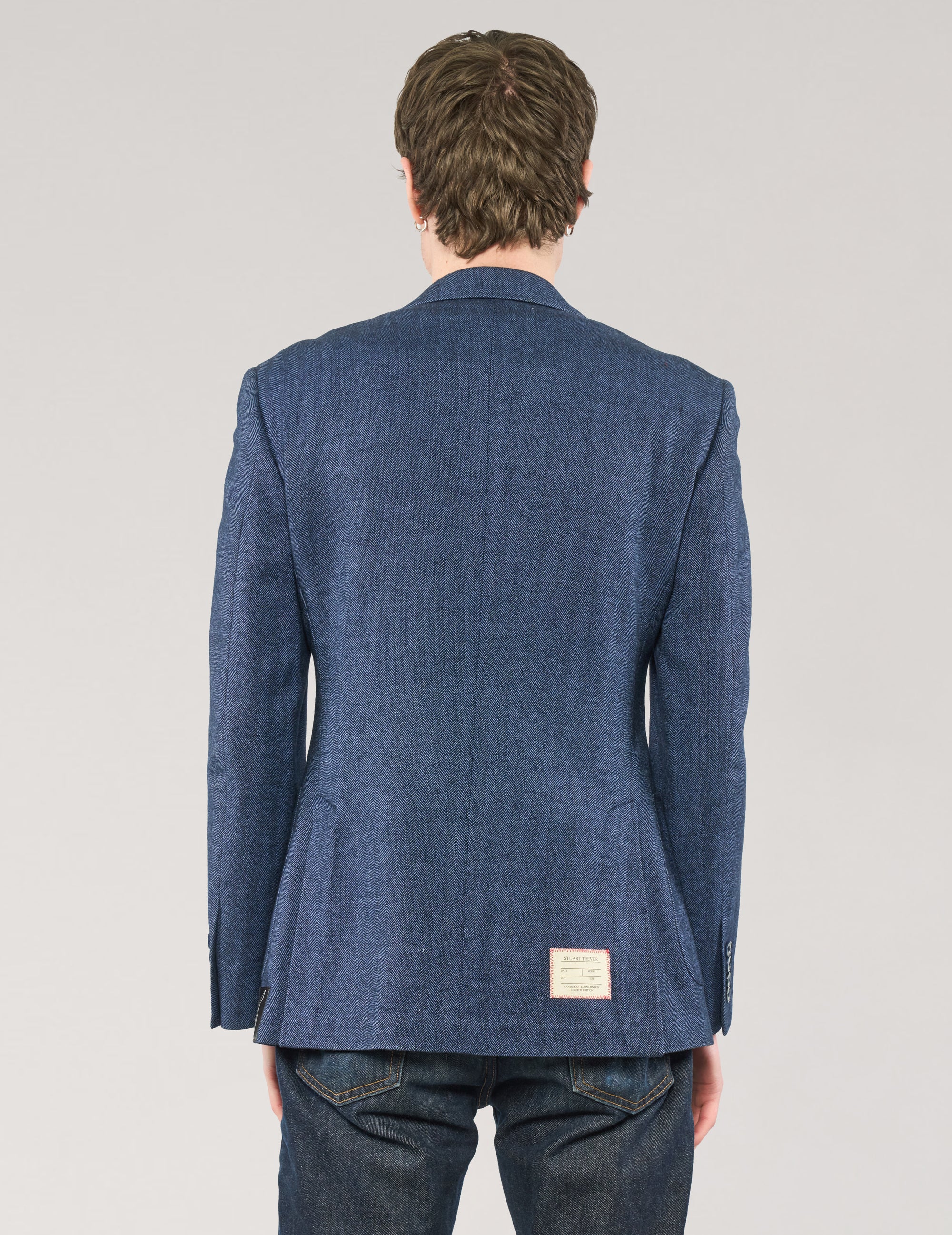 ST Navy Herringbone Wool Blazer