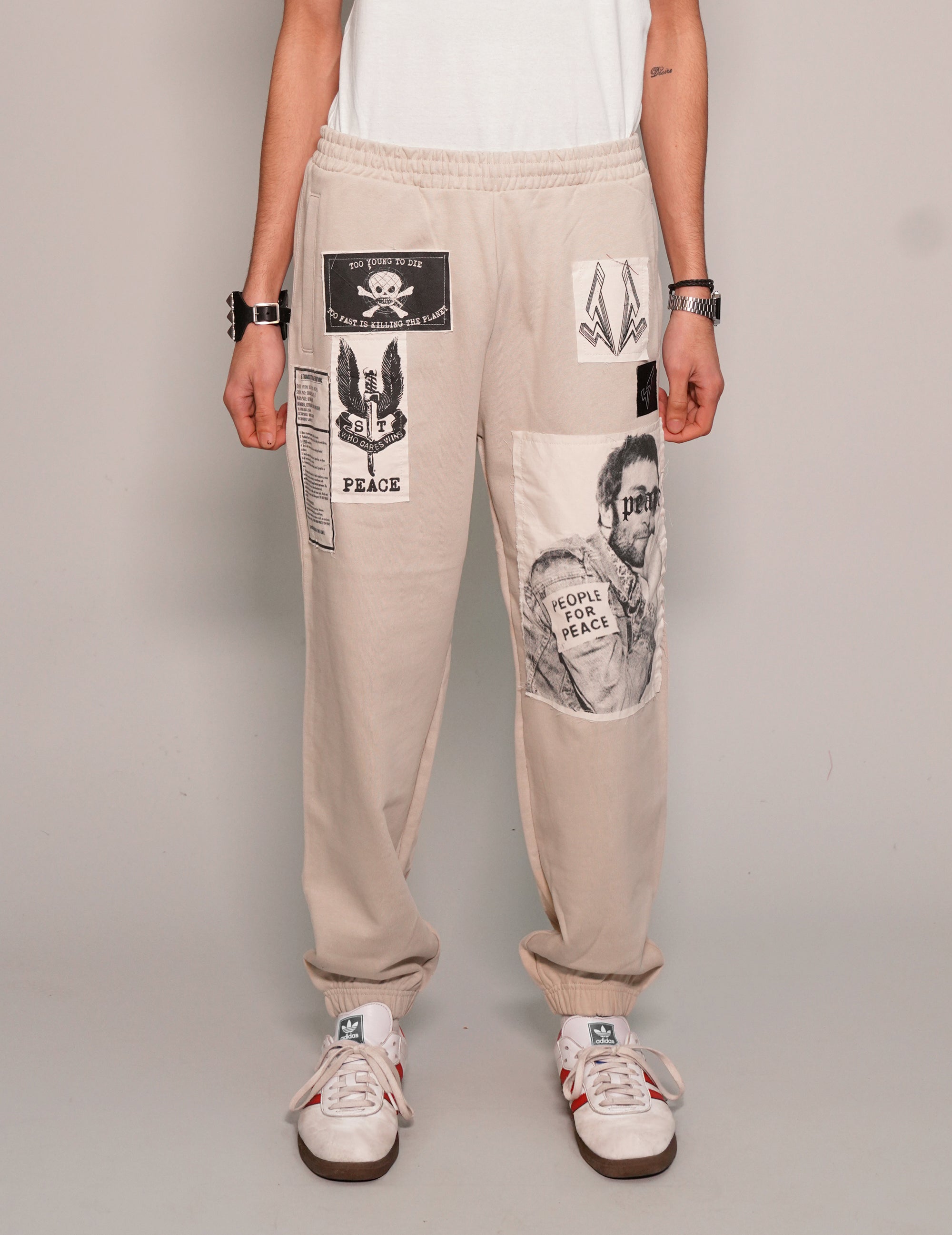 Multi-patch Jogger Pants in Ecru