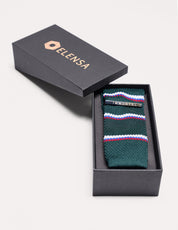 Elensa Silk Tie - Green Stripe