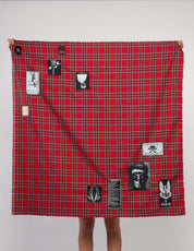 The Riot Patched Scarf in Red Tartan