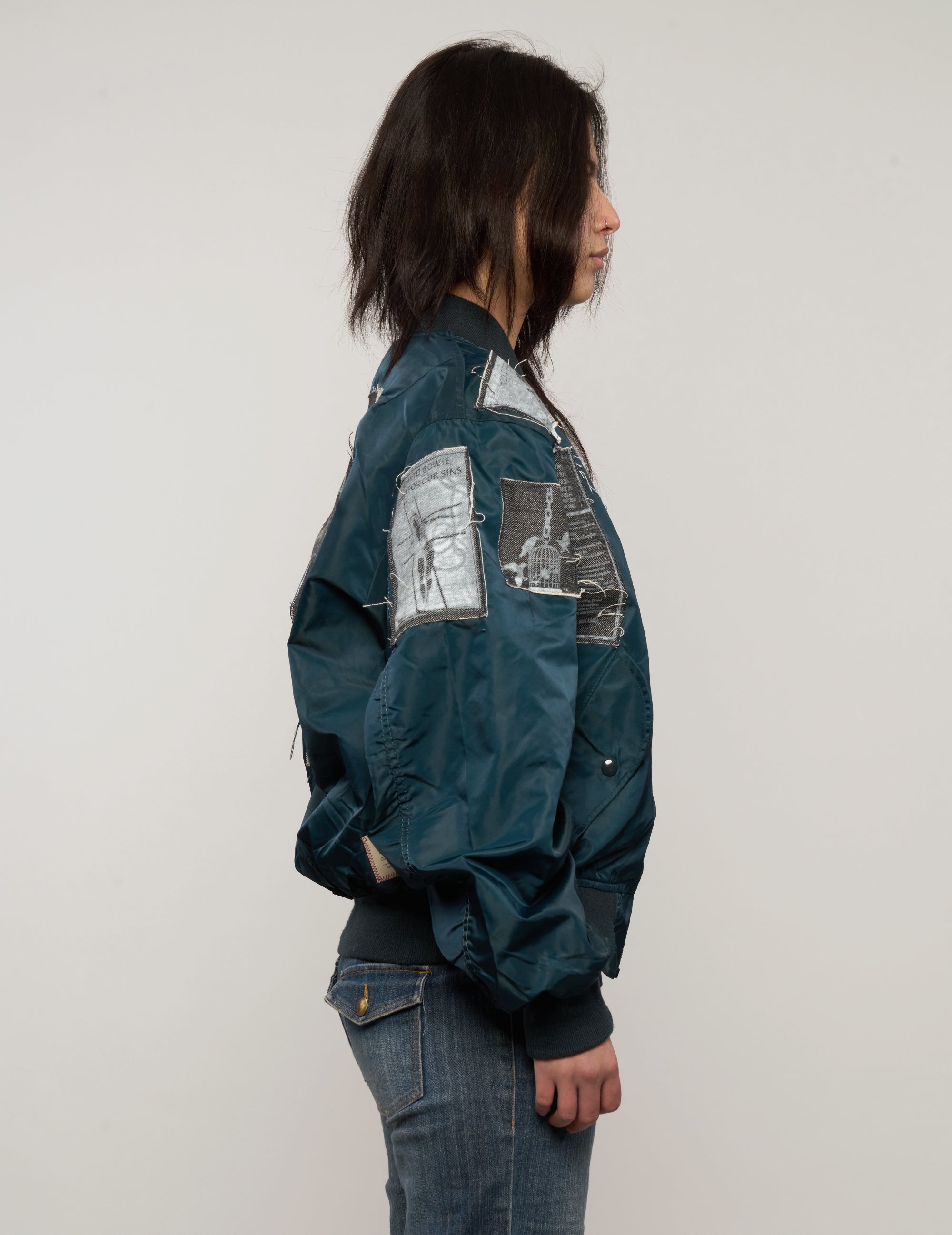 MA-1 Light Weight Patched Bomber Jacket in Teal