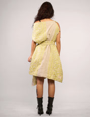 The Pirate Dress – Lemon Embroidered Natural Linen