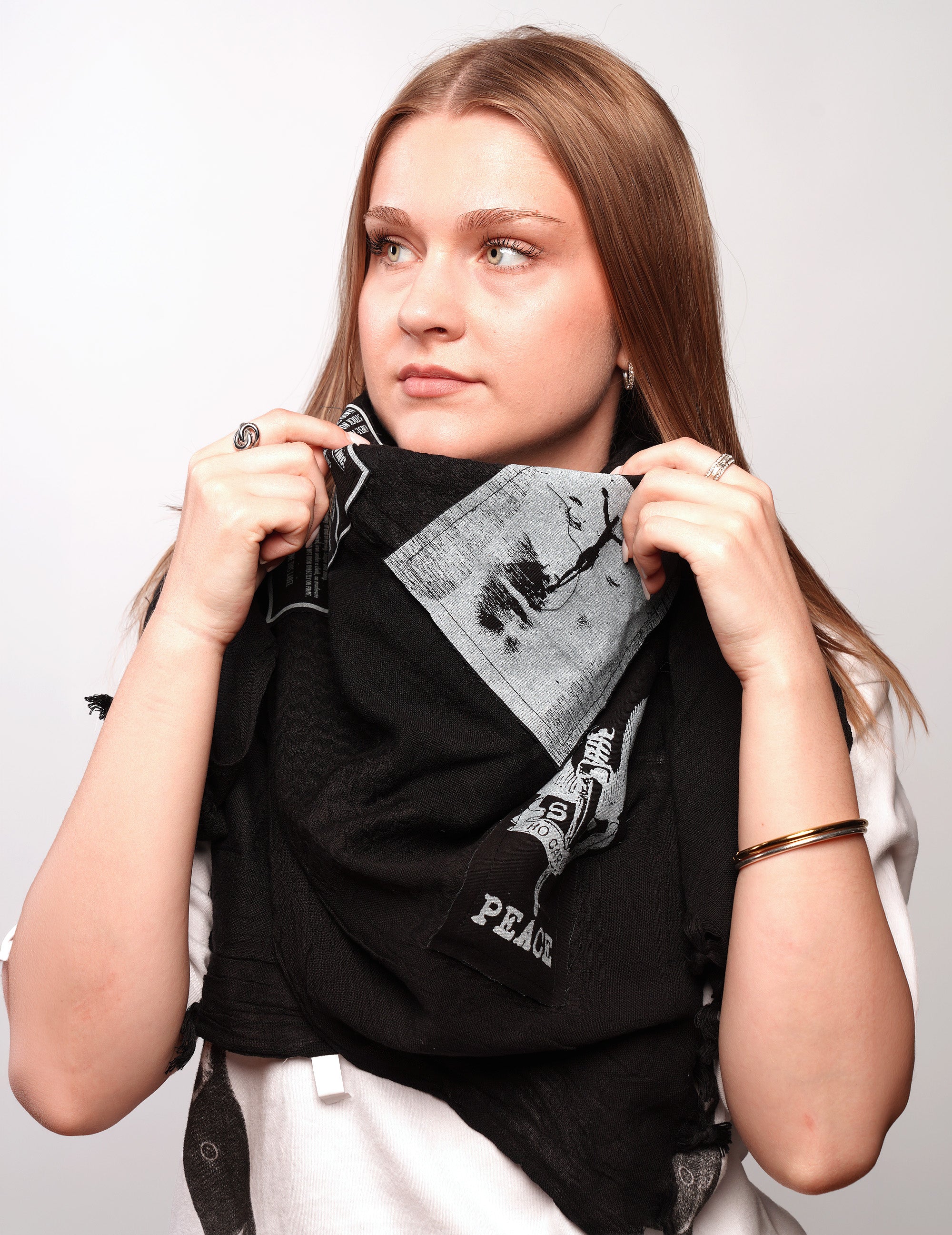 The Riot Patched Scarf in Plain Black