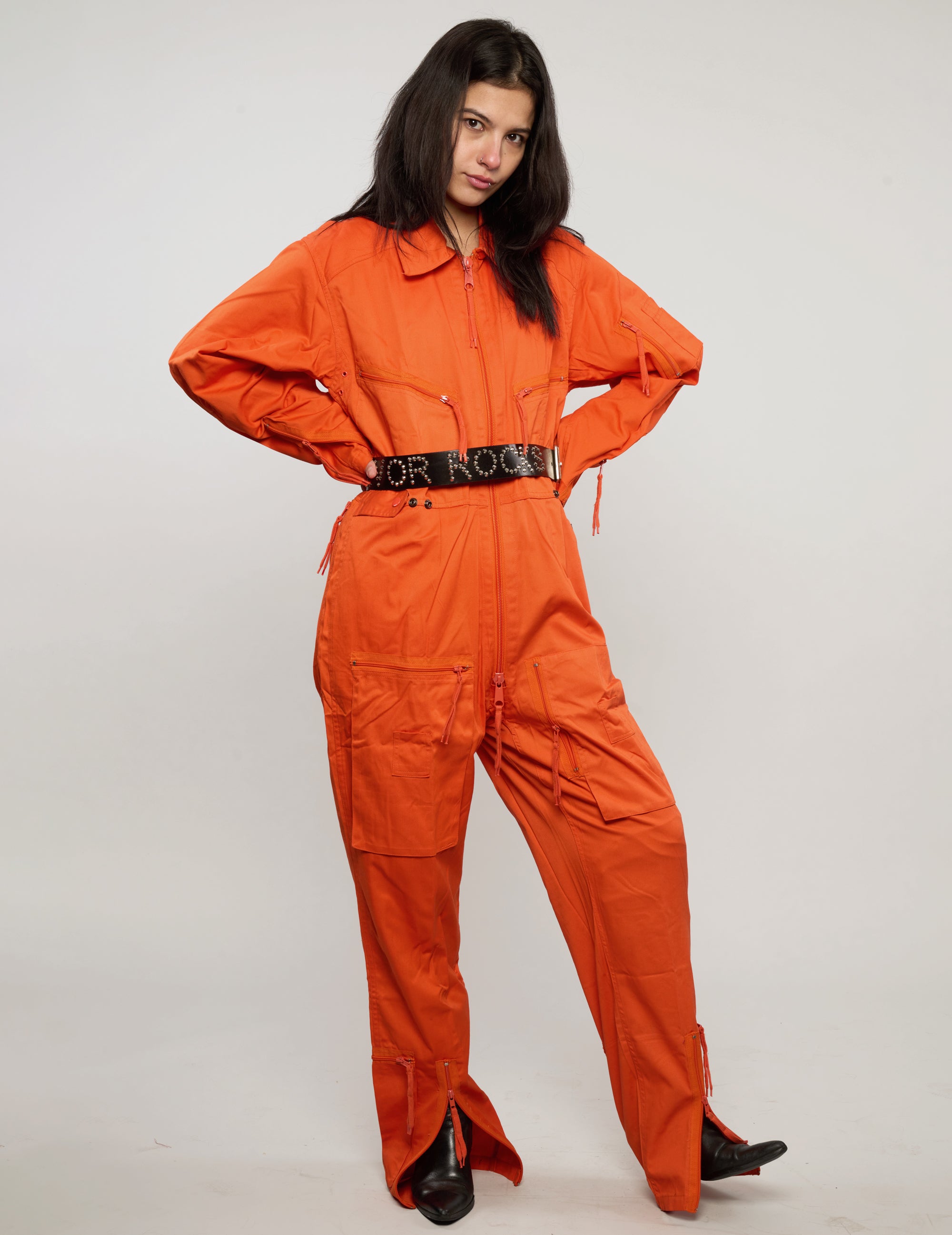 Military Style Jumpsuit in Orange