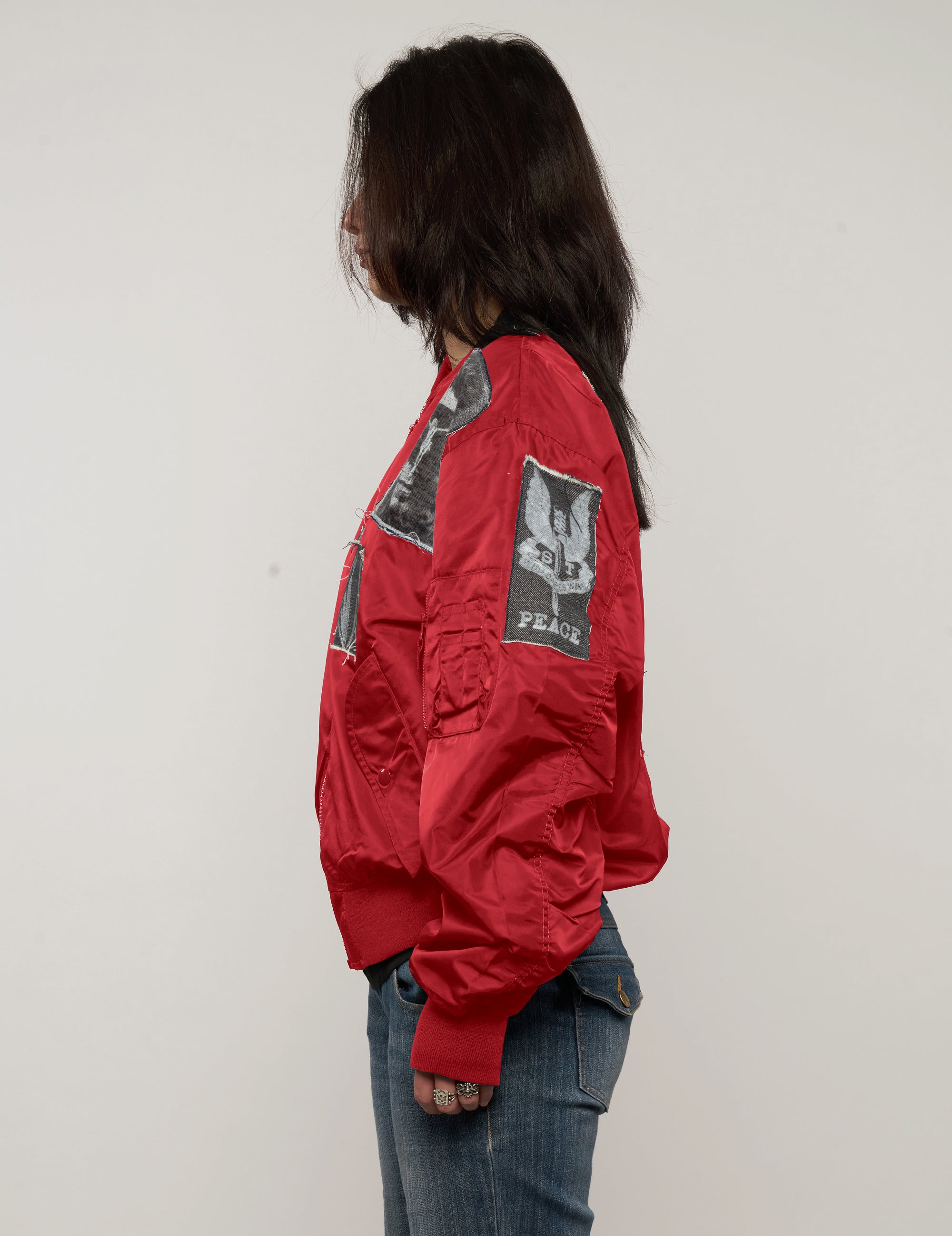 Blouson aviateur léger MA-1 avec écussons, couleur marine