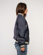 Vintage Navy Leather Varsity Jacket