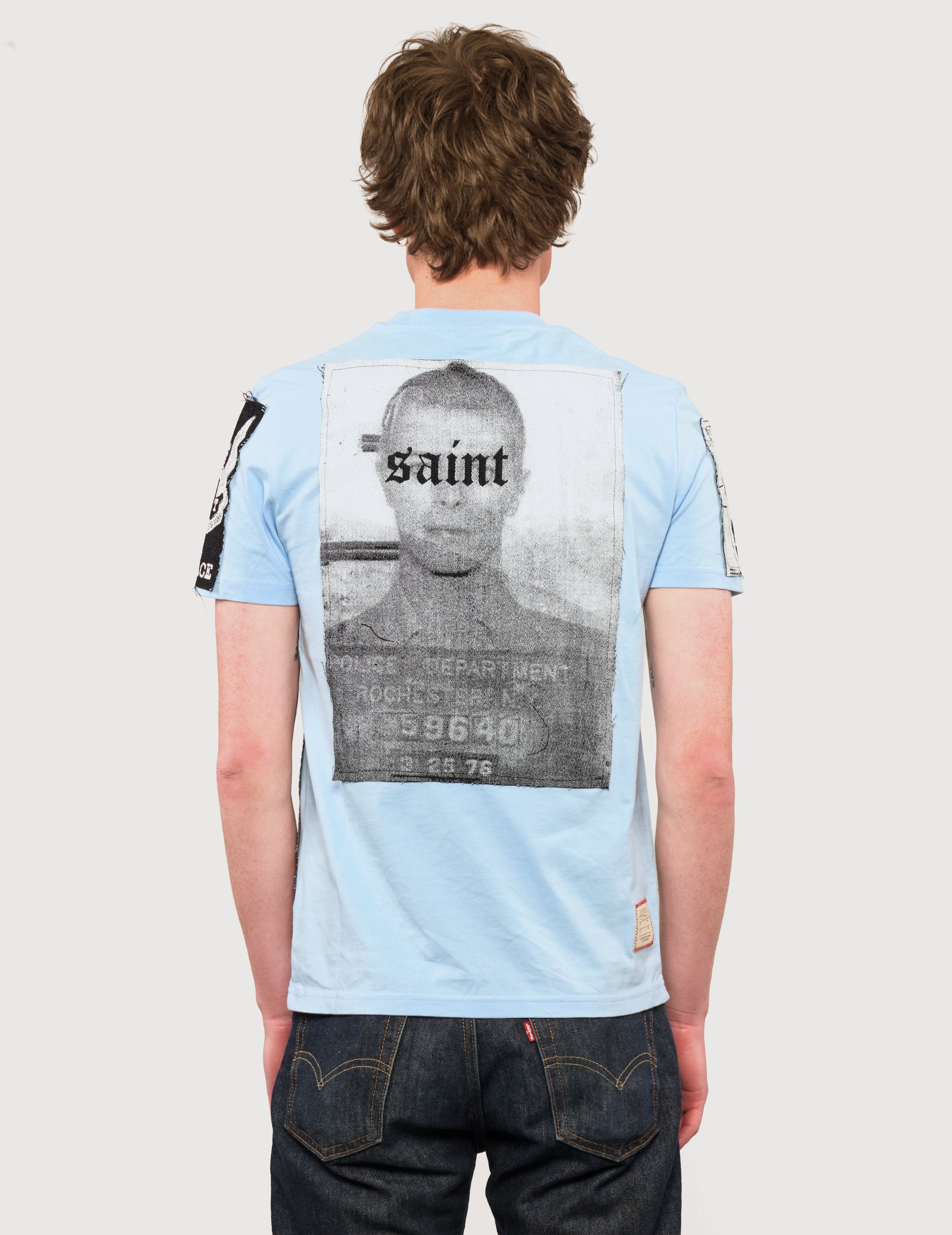 'Saint' Multipatch T-Shirt in Blue