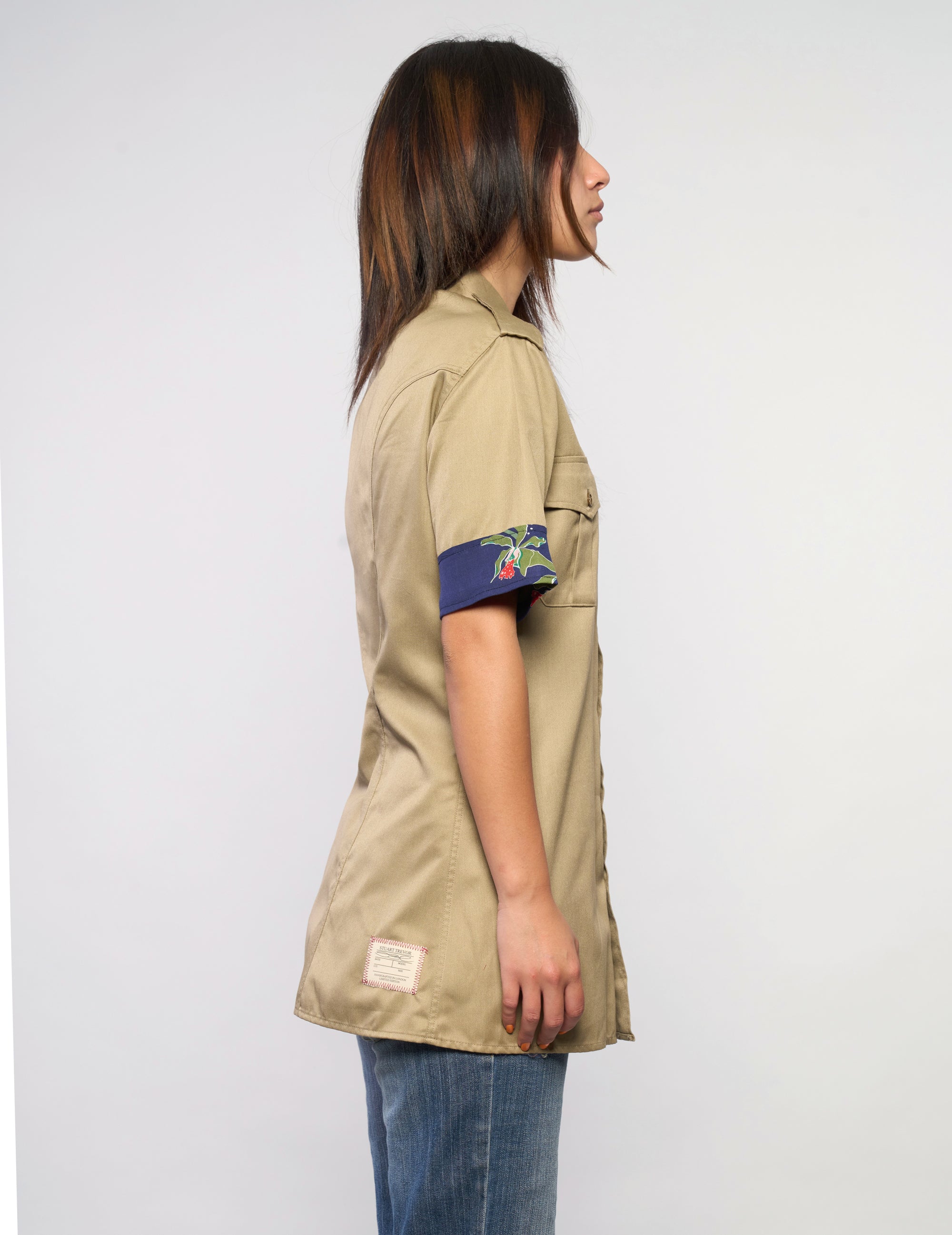 Tropical Patch Military Shirt in Khaki