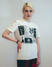 Bowie inspired T-Shirt with Printed Patches in Ecru