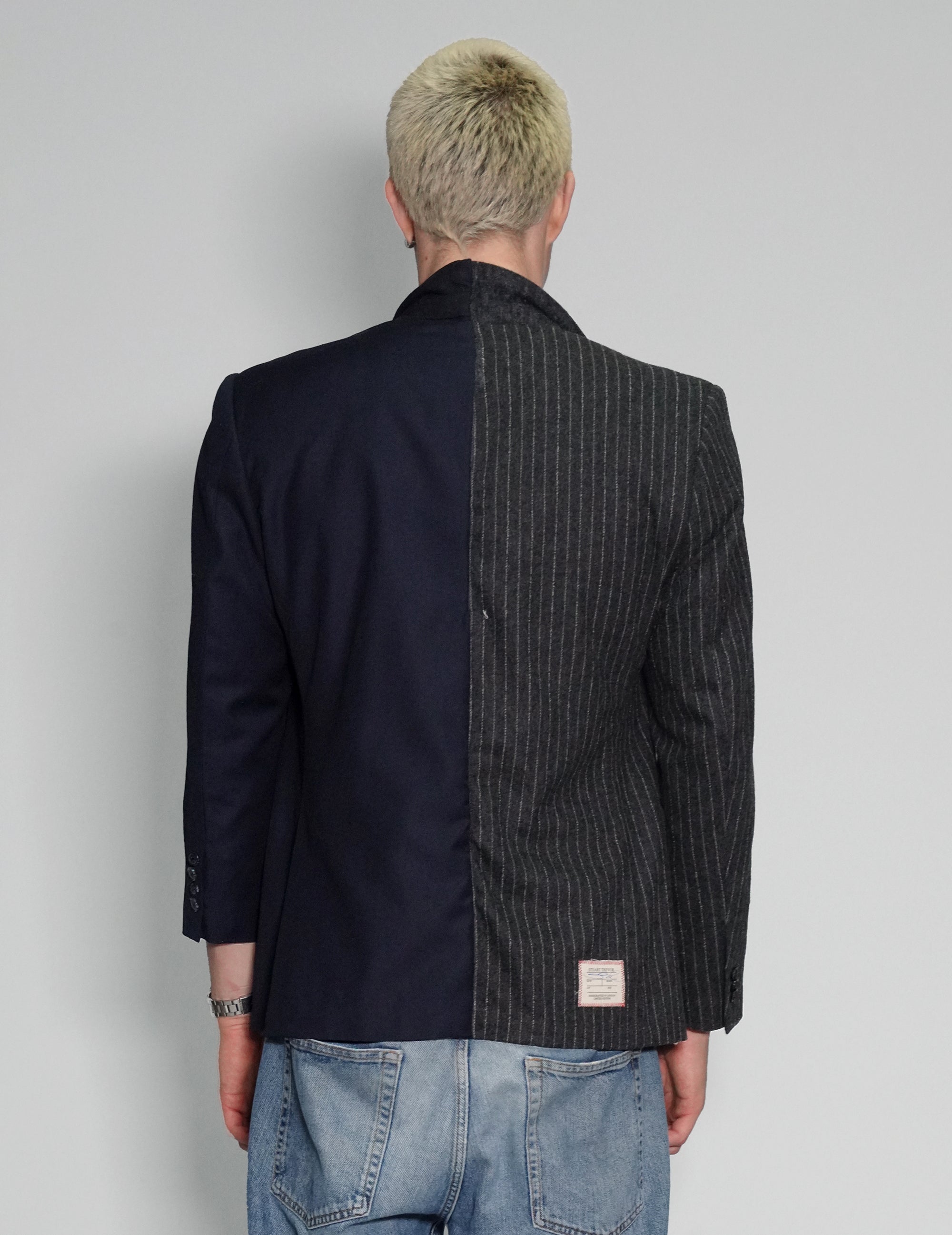 Pinstripe and Navy 50/50 Blazer