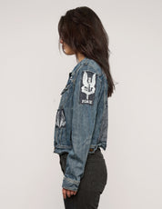 Vintage Patched Denim Jacket in Blue