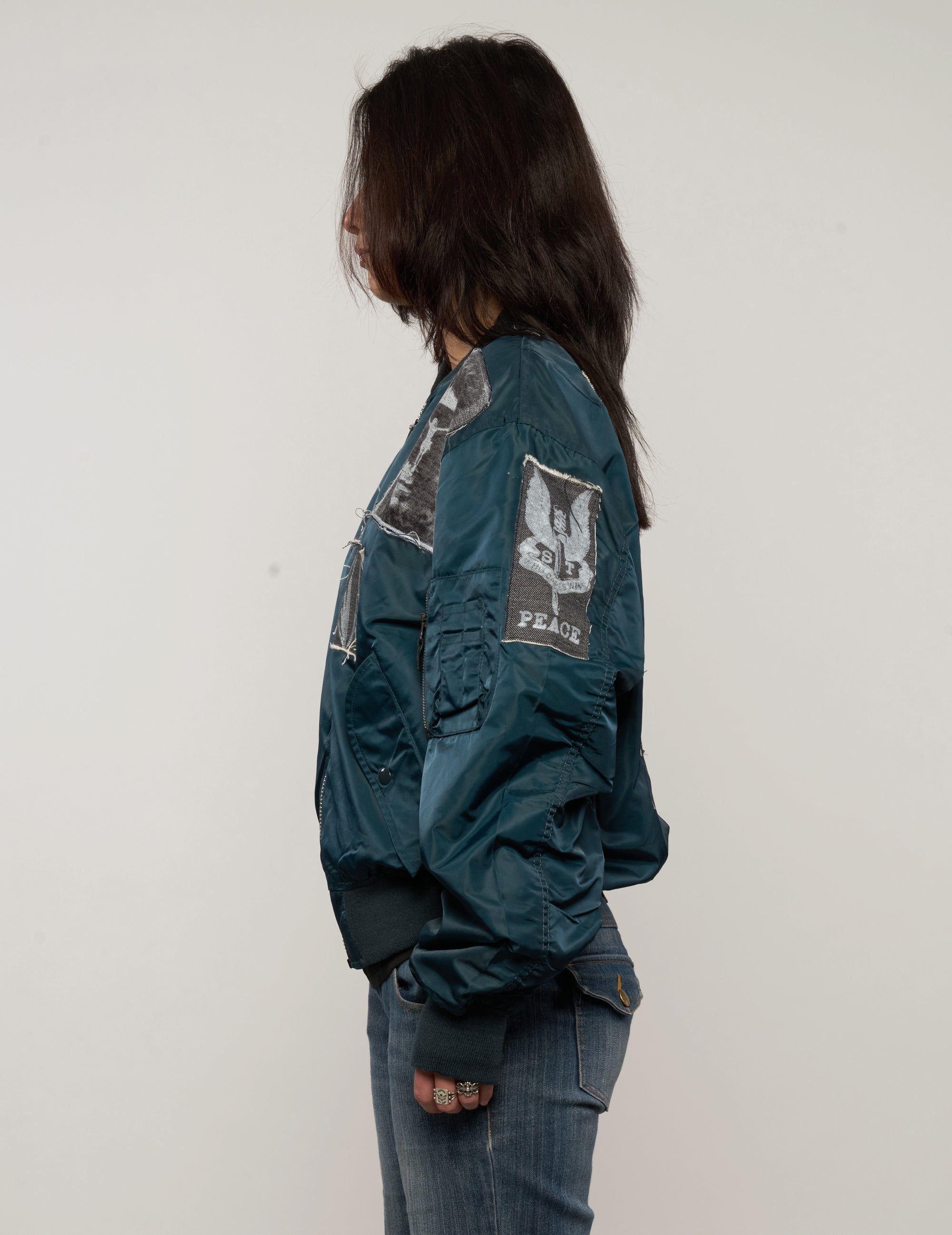 MA-1 Light Weight Patched Bomber Jacket in Navy