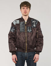 MA-1 Bomberjacke mit Patches in Schwarz
