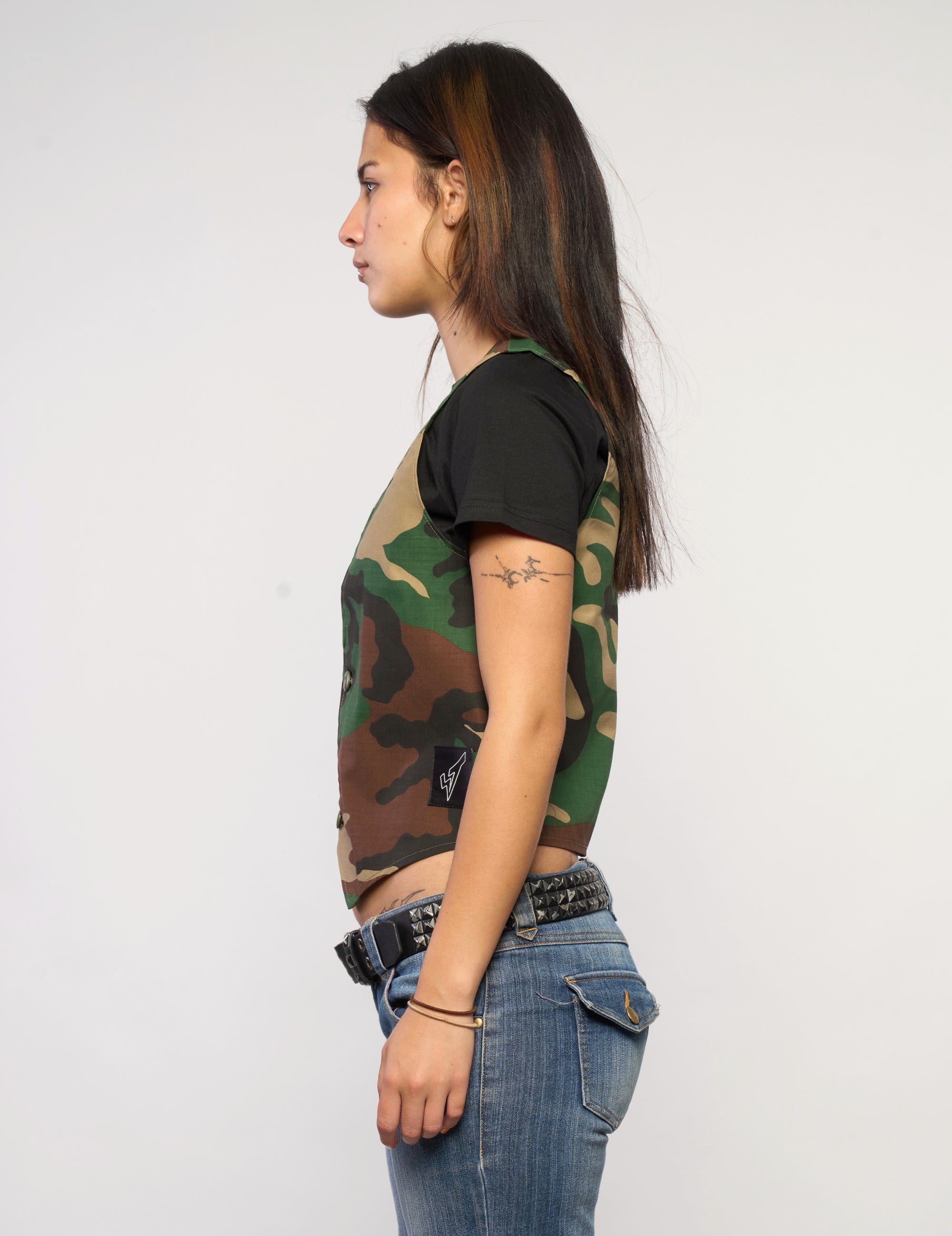 Cropped Woodland Camo Waistcoat