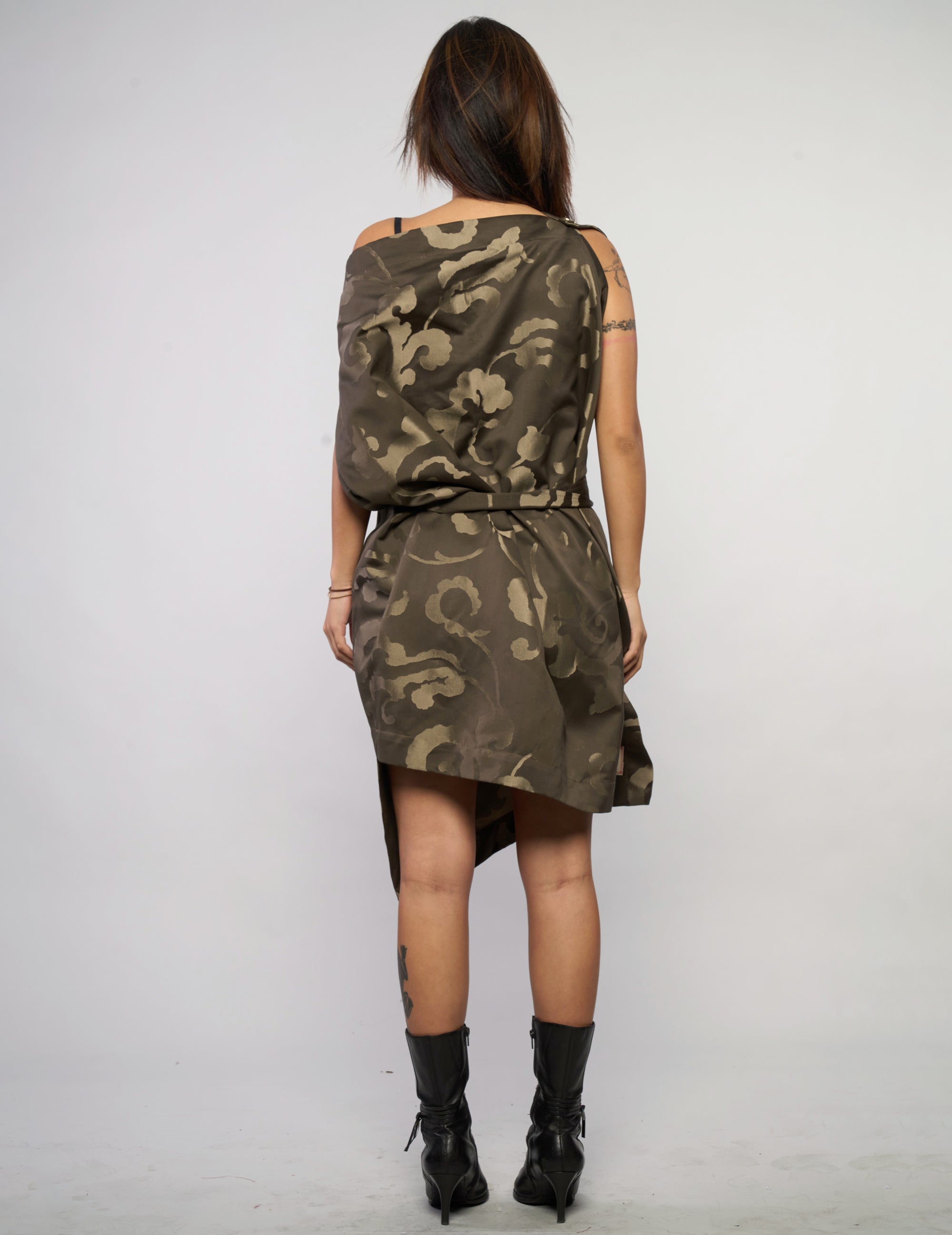 The Pirate Dress – Olive Barogue Jacquard