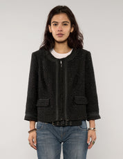 Vintage Tweed Tape Trim Cropped Jacket
