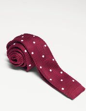 Elensa Silk Tie - Burgundy Dot