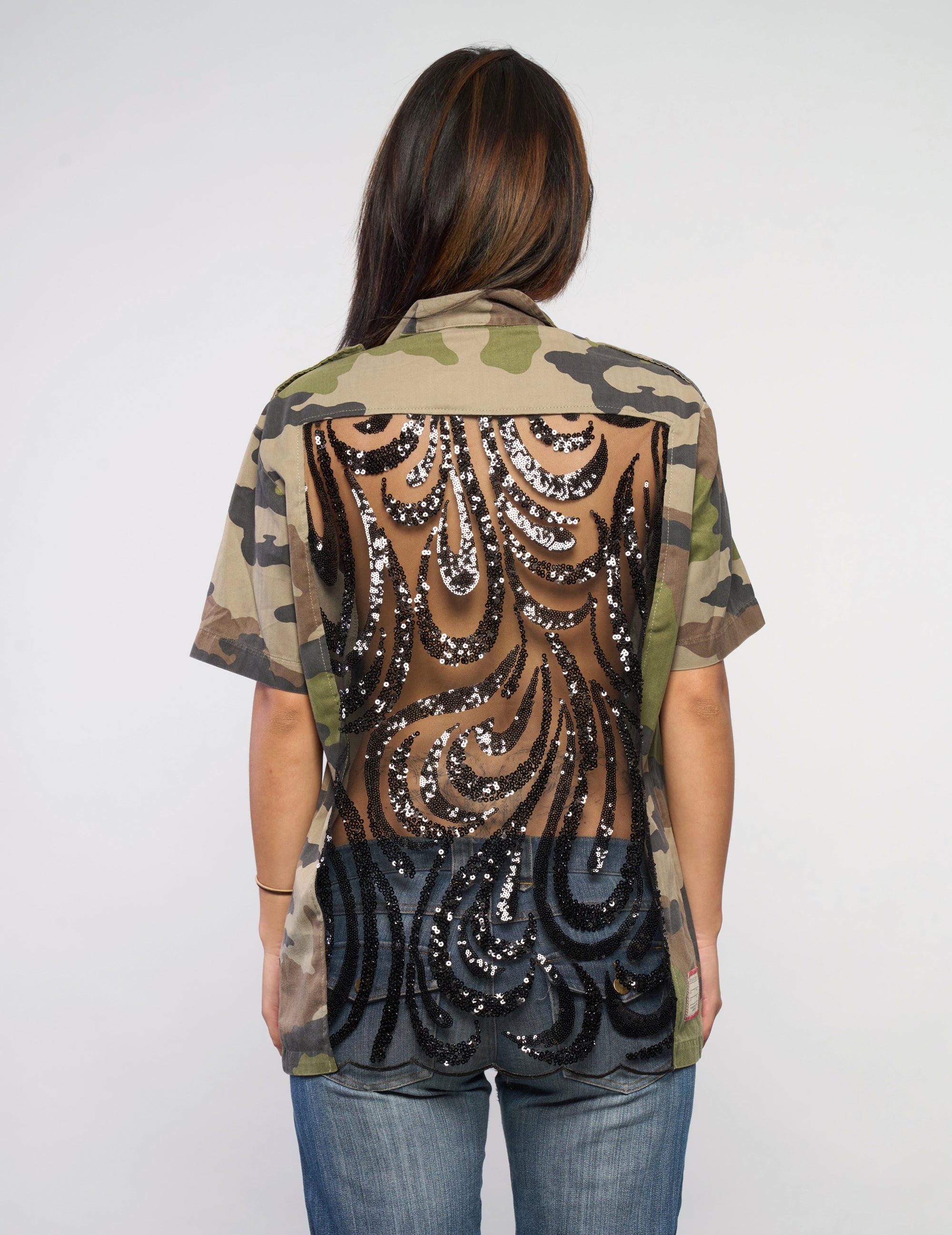 Chemise de soirée à paillettes noires - Camouflage