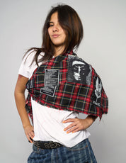The Riot Patched Scarf in Black & Red Tartan