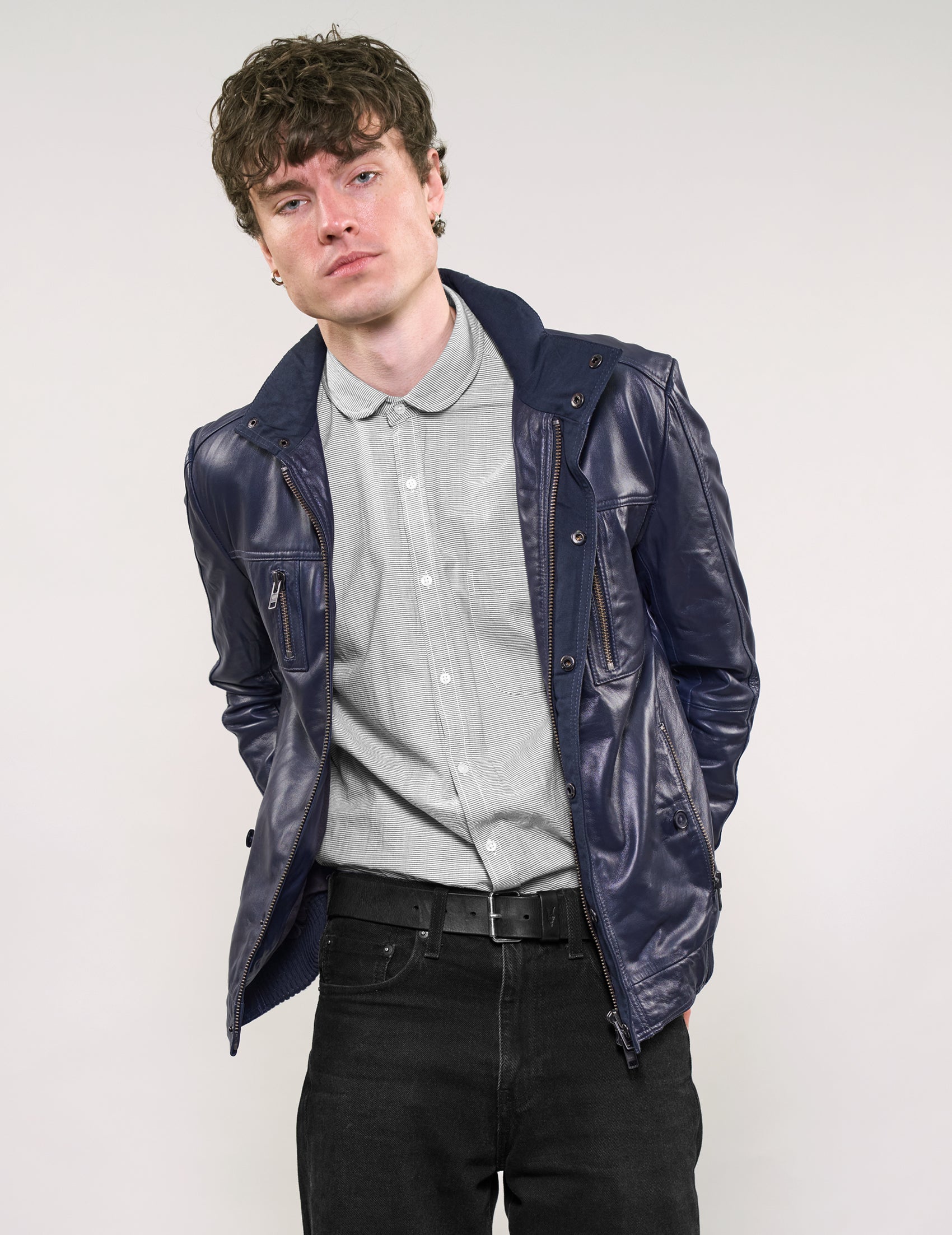 IMMORTAL Marineblaue Lederjacke