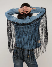 Party Back Sequinned Tassel Denim Shirt