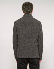 IMMORTAL Monaco Car Coat - Tweed Charcoal and Black