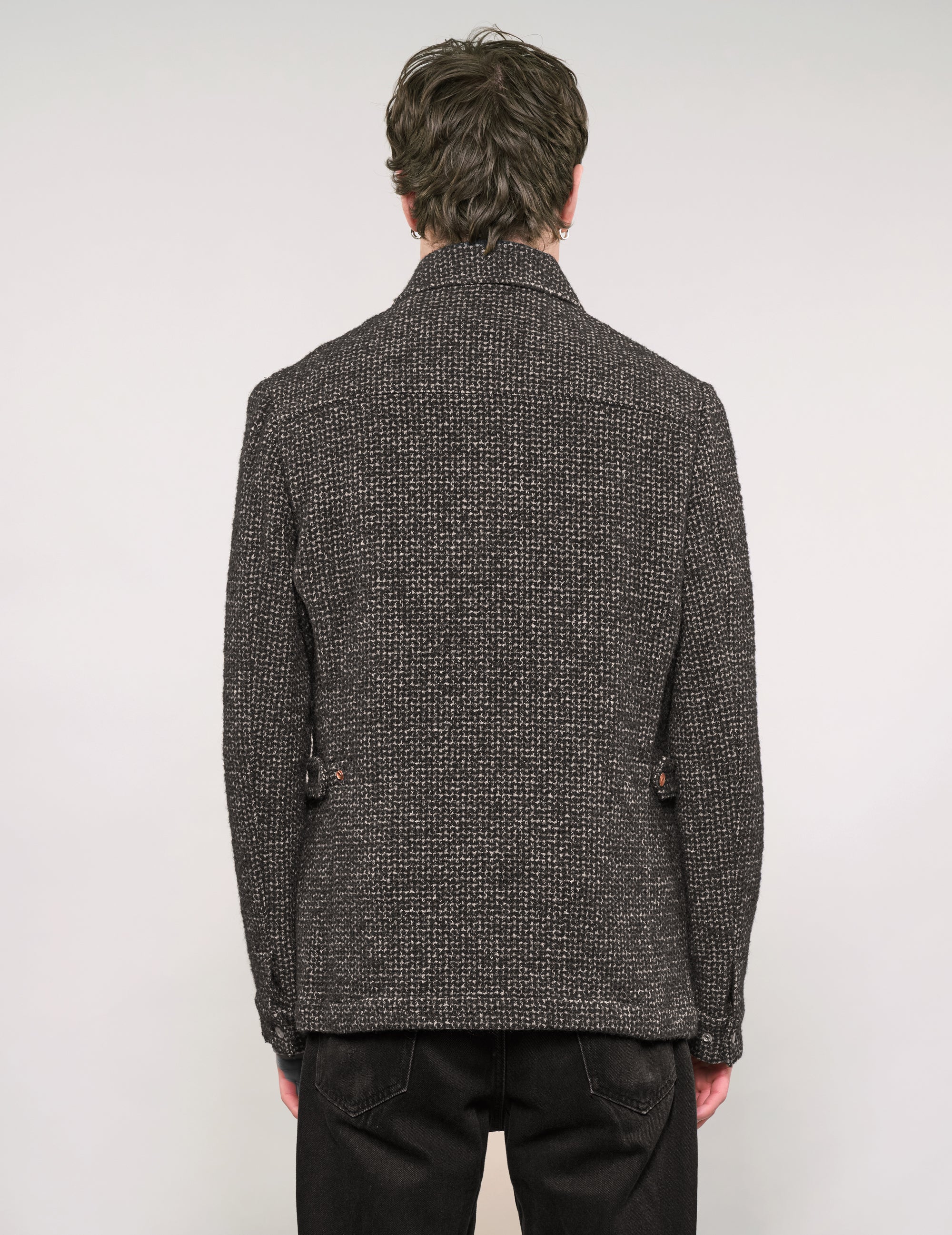 IMMORTAL Monaco Car Coat - Tweed Charcoal and Black