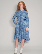 'Peace' Laser Printed Light Blue Dress