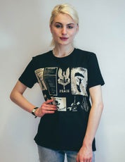 David Bowie inspired T-Shirt with Printed Patches in Black