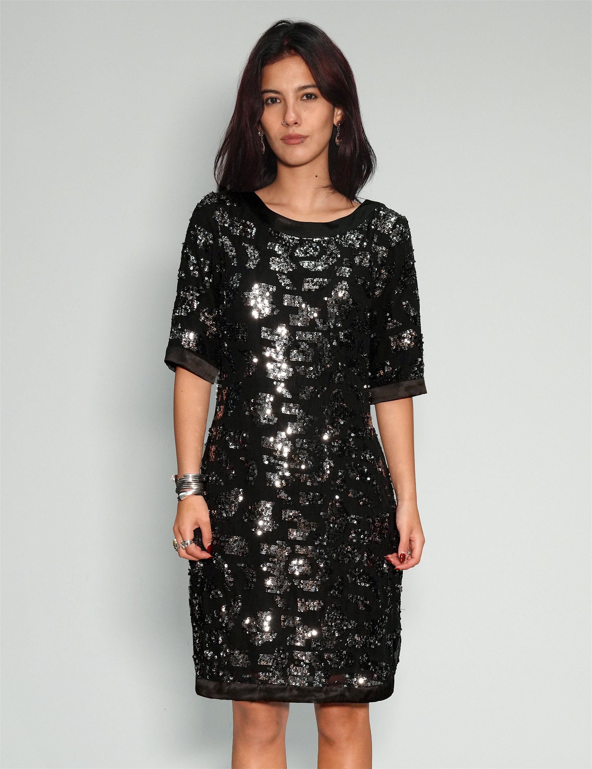 Women's Vintage Black Sequin Cocktail Dress | Stuart Trevor